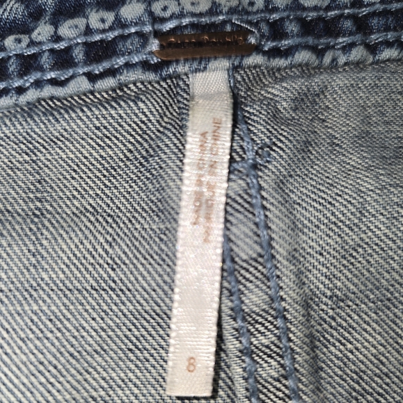 FREE PEOPLE School Daze Aztez Tribal Print Denim Skirt Size 8 - Picture 11 of 16